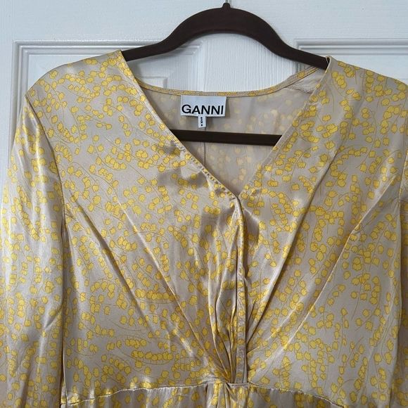 Ganni Cameron V-neck Floral Satin Maxi Dress - Picture 9 of 15